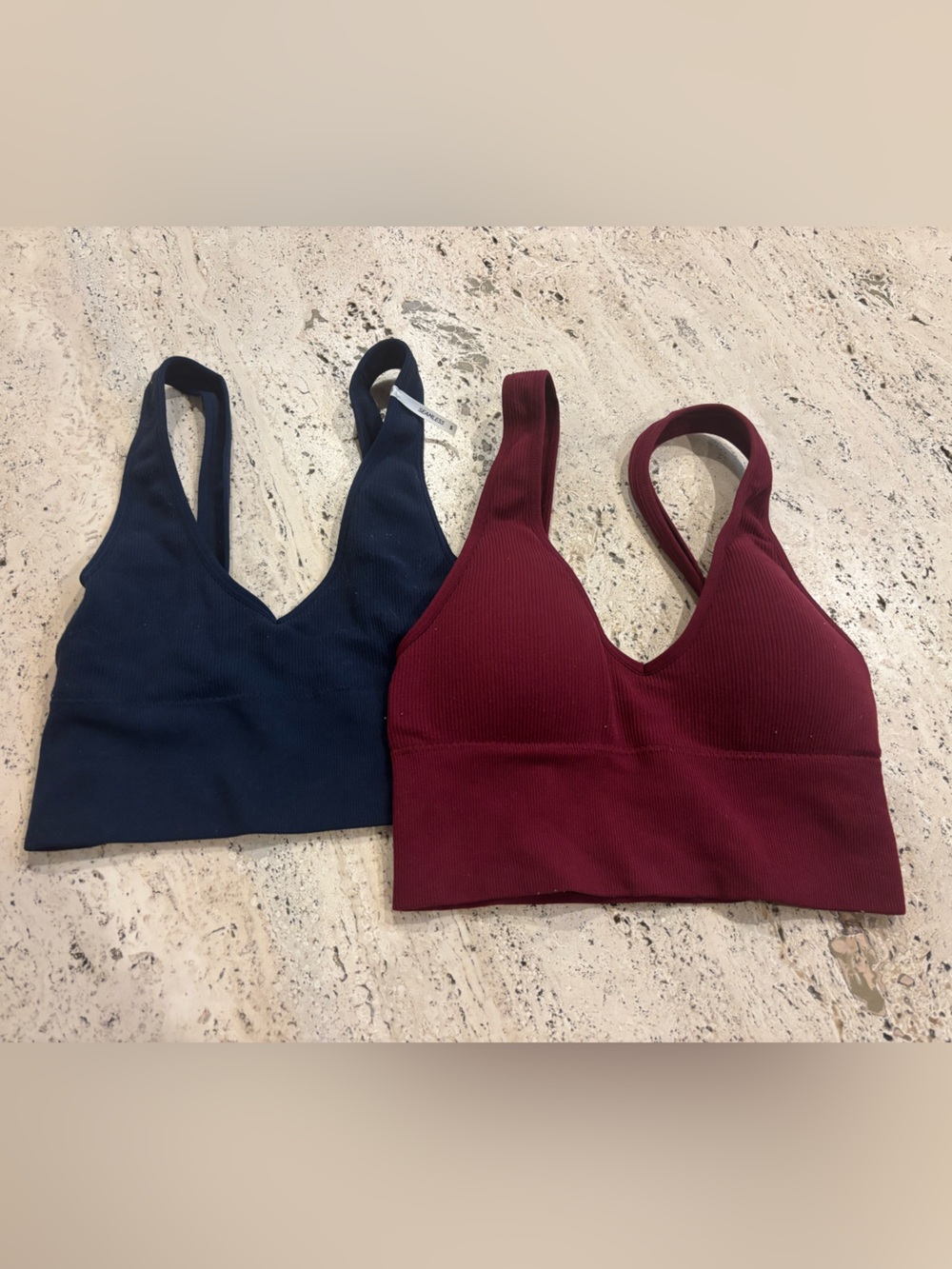 Aeropostale Ribbed V-Neck Bralette - Wine